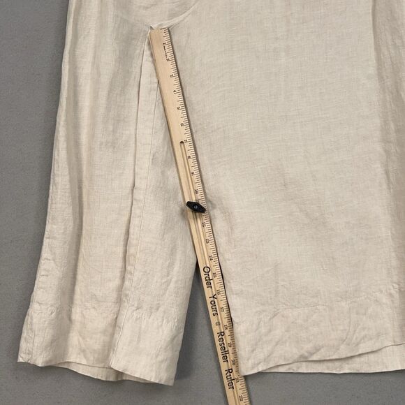 GAP Pants Womens 12 Beige Linen Wide Leg Culottes Cropped Pleated Minimal Resort - Picture 14 of 16